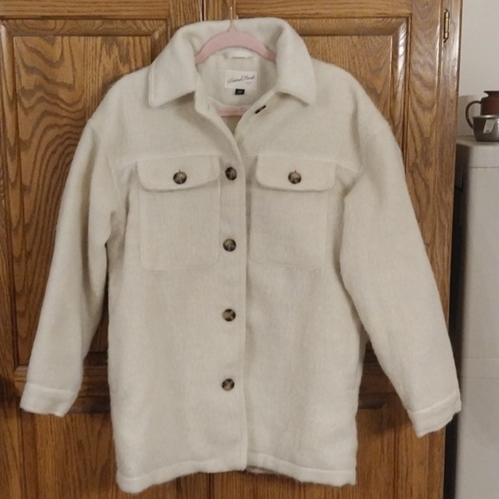 Universal Thread Women's Brushed Wool‎ Blend Shacket Jacket Size XS Cream Ivory